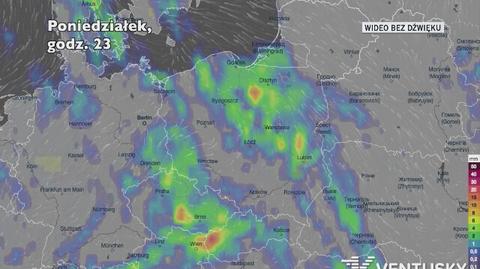 Prognozowane opady w ciągu kolejnych dni (Ventusky)