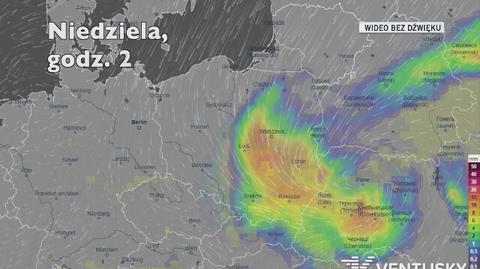 Prognozowane opady w ciągu kolejnych dni (Ventusky.com)