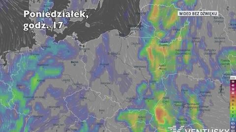 Prognozowane opady w ciągu kolejnych dni (Ventusky.com)