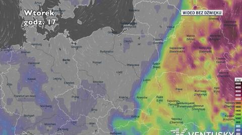 Prognozowane opady w ciągu kolejnych dni (Ventusky.com)