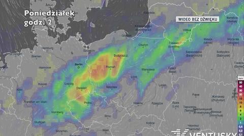 Prognozowane opady w ciągu kolejnych dni (Ventusky.com)