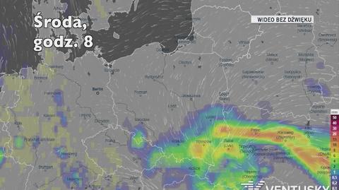 Prognozowane opady w ciągu kolejnych dni (Ventusky.com)