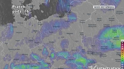 Prognozowane opady w ciągu kolejnych dni (Ventusky.com)