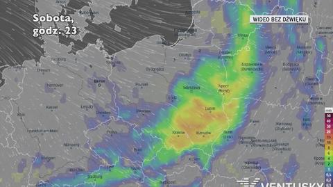 Prognozowane opady w ciągu kolejnych dni (Ventusky.com)