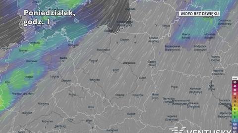 Prognozowane opady w ciągu najbliższych dni (Ventusky.com)