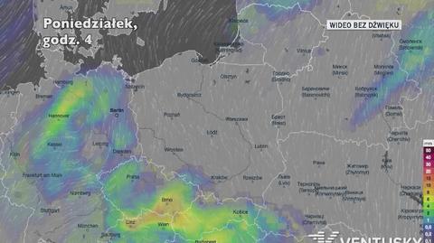 Prognozowane opady w ciągu najbliższych dni (Ventusky.com)