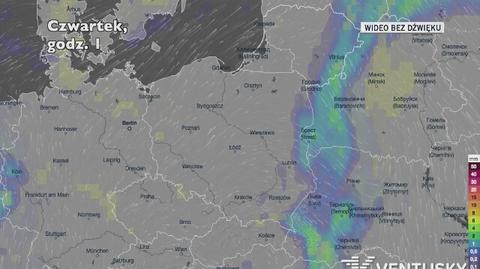 Prognozowane opady w ciągu najbliższych dni (Ventusky.com)