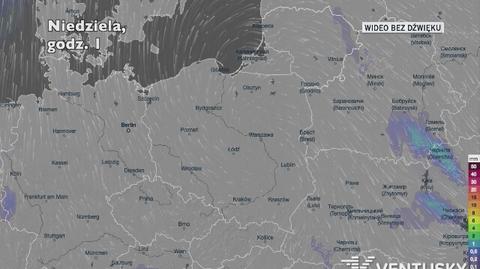 Prognozowane opady w ciągu najbliższych dni (Ventusky.com)