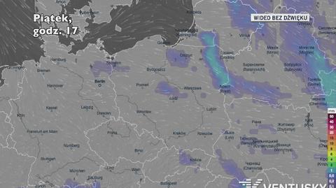 Prognozowane opady w ciągu najbliższych dni (Ventusky.com)