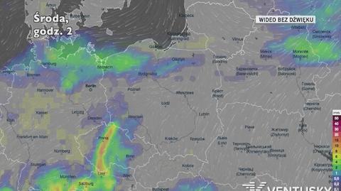 Prognozowane opady w ciągu najbliższych dni (Ventusky.com)