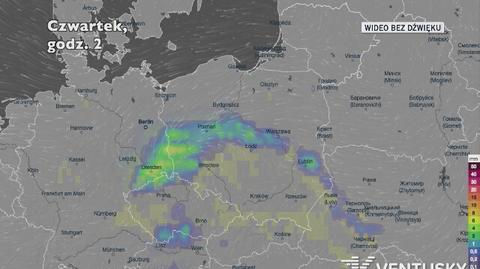 Prognozowane opady w ciągu najbliższych dni (Ventusky.com)