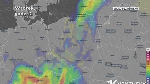 Prognozowane opady w ciągu najbliższych dni (Ventusky.com)