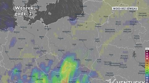 Prognozowane opady w ciągu najbliższych dni (Ventusky.com)