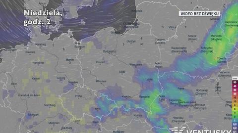 Prognozowane opady w ciągu najbliższych dni (Ventusky.com)