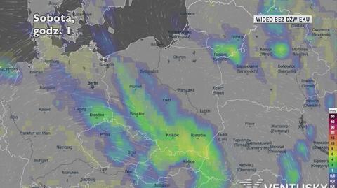 Prognozowane opady w ciągu najbliższych dni (Ventusky.com)