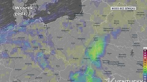 Prognozowane opady w ciągu najbliższych dni (Ventusky.com)