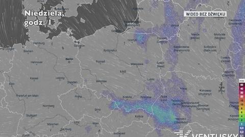 Prognozowane opady w ciągu najbliższych dni (Ventusky.com)