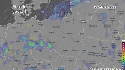 Prognozowane opady w ciągu najbliższych dni (Ventusky.com)