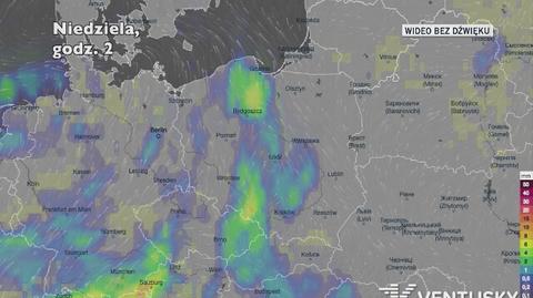 Prognozowane opady w ciągu najbliższych dni (Ventusky.com)