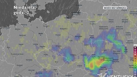 Prognozowane opady w ciągu najbliższych dni (Ventusky.com)