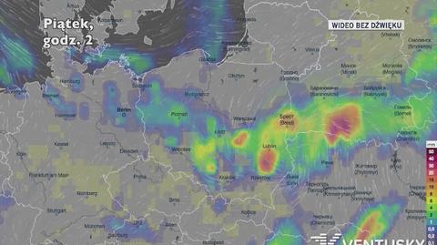 Prognozowane opady w ciągu najbliższych dni (Ventusky.com)