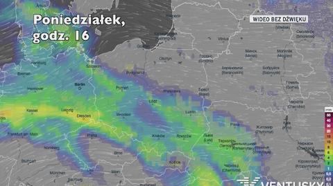 Prognozowane opady w ciągu pięciu dni (Ventusky.com)