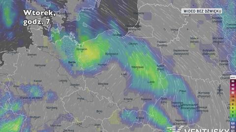 Prognozowane opady w kolejnych dniach (Ventusky)