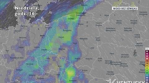 Prognozowane opady w kolejnych dniach (Ventusky)