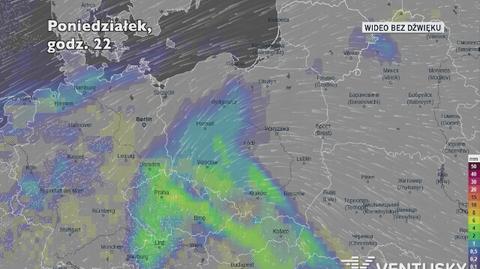 Prognozowane opady w kolejnych dniach (Ventusky)