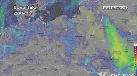 Prognozowane opady w kolejnych dniach (Ventusky)