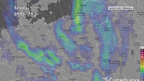 Prognozowane opady w kolejnych dniach (Ventusky)