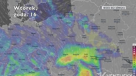 Prognozowane opady w kolejnych dniach (Ventusky.com)