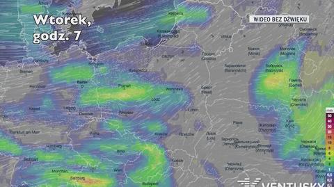 Prognozowane opady w kolejnych dniach (Ventusky.com)
