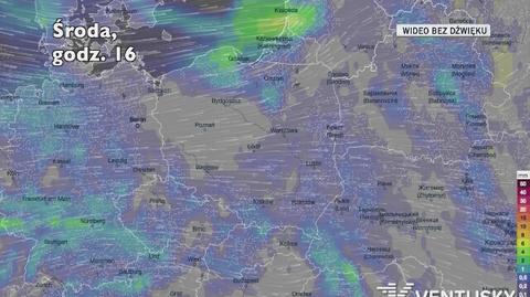 Prognozowane opady w kolejnych dniach (Ventusky.com)