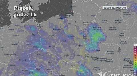 Prognozowane opady w kolejnych dniach (Ventusky.com)