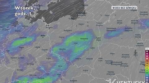 Prognozowane opady w kolejnych dniach (Ventusky.com)