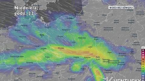 Prognozowane opady w kolejnych dniach (Ventusky.com)