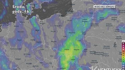 Prognozowane opady w kolejnych dniach (Ventusky.com)