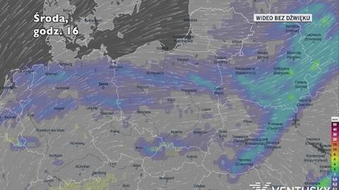 Prognozowane opady w kolejnych dniach (Ventusky.com)