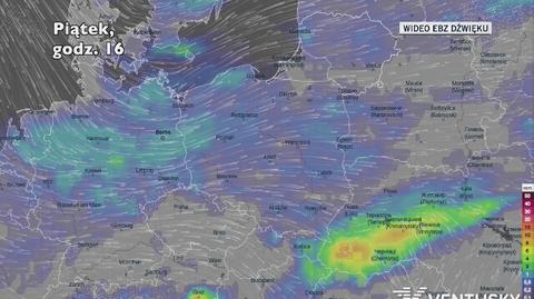 Prognozowane opady w kolejnych dniach (Ventusky.com)