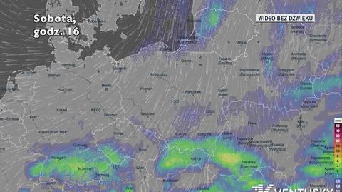 Prognozowane opady w kolejnych dniach (Ventusky.com)
