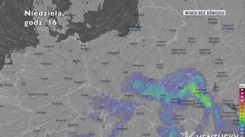 Prognozowane opady w kolejnych dniach (Ventusky.com)