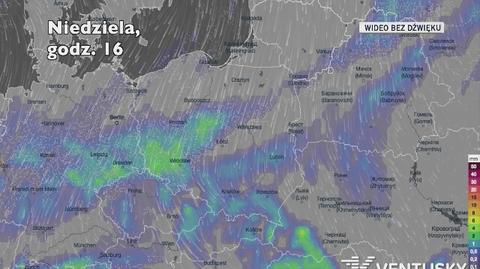 Prognozowane opady w kolejnych dniach (Ventusky.com)