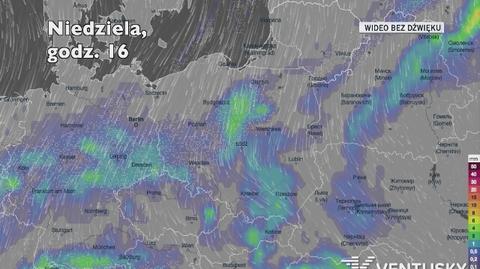 Prognozowane opady w kolejnych dniach (Ventusky.com)