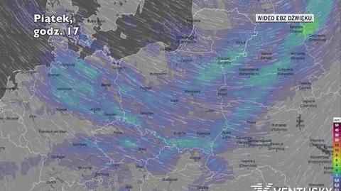 Prognozowane opady w kolejnych dniach (Ventusky.com)