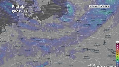 Prognozowane opady w kolejnych dniach (Ventusky.com)