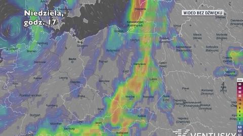 Prognozowane opady w kolejnych dniach (Ventusky.com)