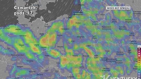 Prognozowane opady w kolejnych dniach (Ventusky.com)