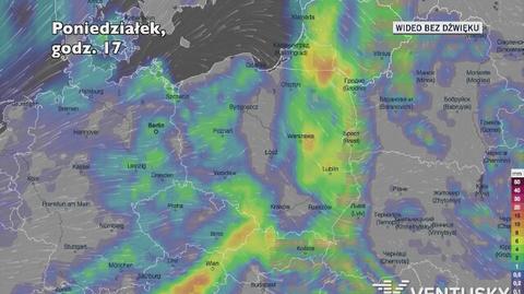 Prognozowane opady w kolejnych dniach (Ventusky.com)