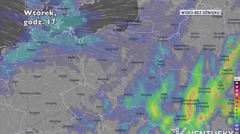 Prognozowane opady w kolejnych dniach (Ventusky.com)